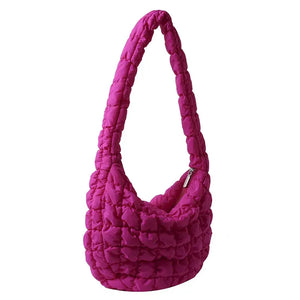 Puffer Large Solid Color Purse Tote Handbag Slouch Bag: Pink