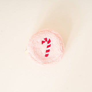 Circle Teddy Pouch-Candy Cane