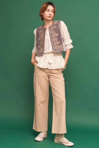 Embroidered Sequin Velvet Vest *final sale