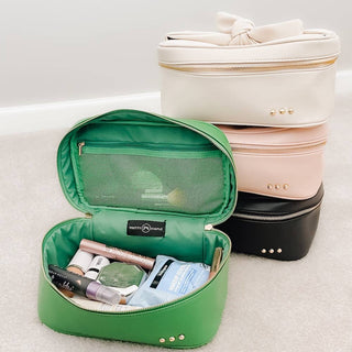 Madelyn Bow Makeup Bag, Emerald