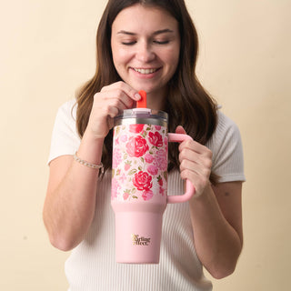 40 oz Lifestyle Flip Straw Tumbler-Rose Garden