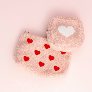 Pink Teddy Pouch - Hearts