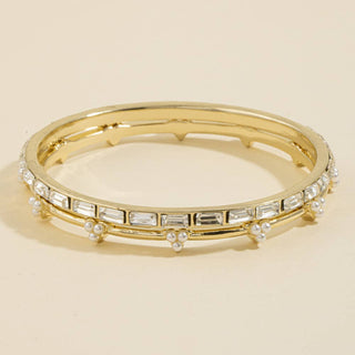 Baguette Crystal And Pearl Bangle Bracelet: G - The Red Thread Boutique