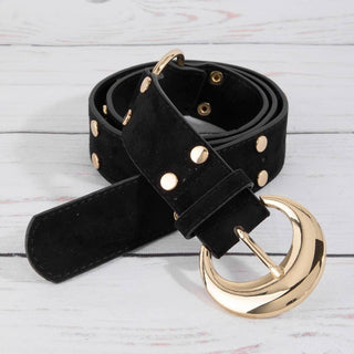Studded Trim Vegan Leather Belt: GBK - The Red Thread Boutique