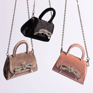 Sabrina Taupe Mini Velvet Top Handle Bag *final sale