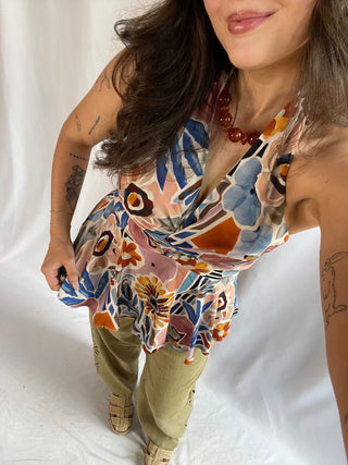 Raelyn Abstract Halter Tank - The Red Thread Boutique