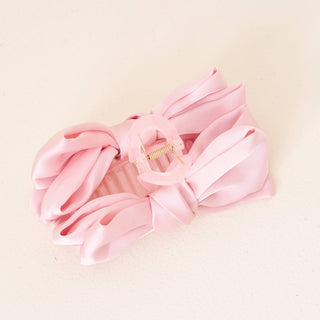 Satin Bow Claw Clip- Blush