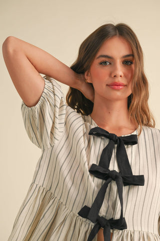 Stripe Bow Tie Top