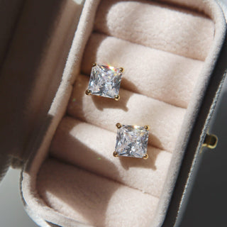 CZ Square Stud Earrings