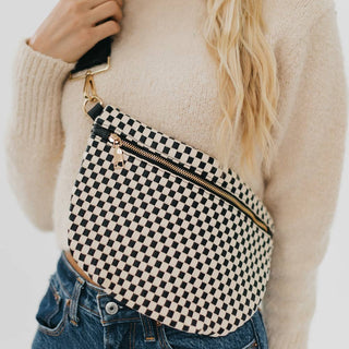 Westlyn Woven Bum Bag, Checkered Tan