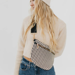 Westlyn Woven Bum Bag, Checkered Tan