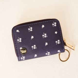 Zip Around Wallet-Pretty Posies Navy *final sale