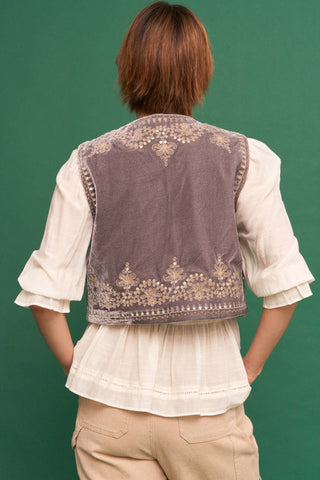 Embroidered Sequin Velvet Vest *final sale