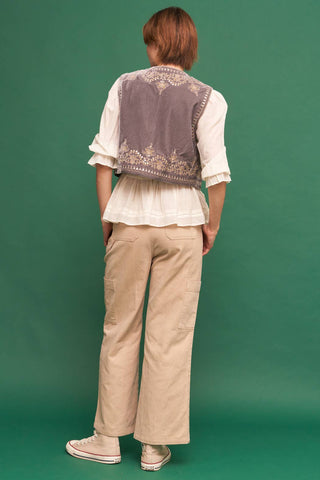 Embroidered Sequin Velvet Vest *final sale