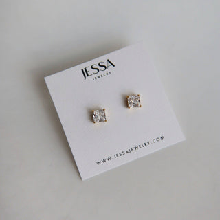 CZ Square Stud Earrings