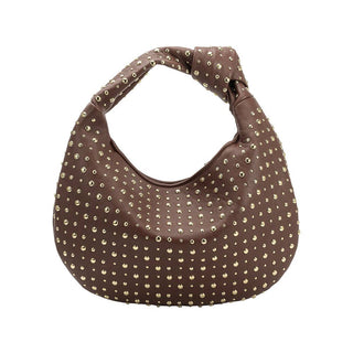 Brigitte Large Studded Chocolate Shoulder Bag *final sale