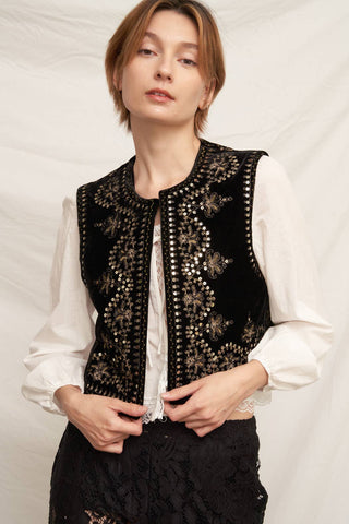 Embroidered Sequin Velvet Vest *final sale