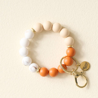 Hands-Free Silicone Beaded Keychain Wristlet - Pumpkin Spice