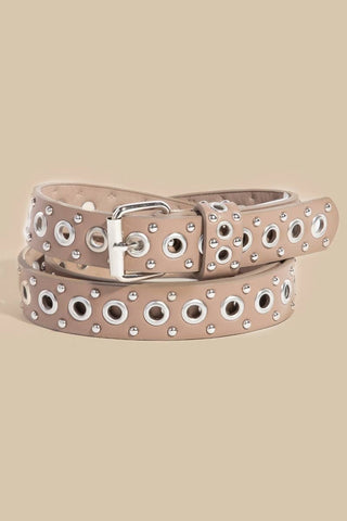 Studs And Grommet Vegan Leather Belt: SKA - The Red Thread Boutique