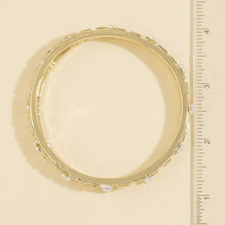 Baguette Crystal And Pearl Bangle Bracelet: G - The Red Thread Boutique