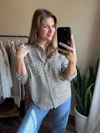 Z Supply River Plaid Button Up, Dark Chocolate