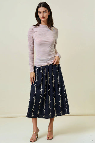 Semi Sheer Mock Neck, Champagne