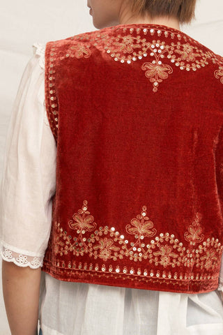 Embroidered Sequin Velvet Vest *final sale
