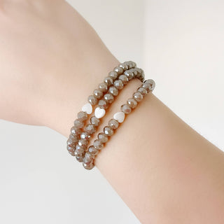 Brown + Pearl Heart Beaded Bracelet