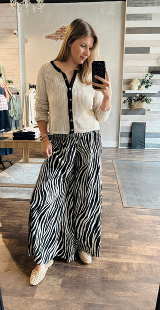 House Blend Zebra Pants, Black/Cream