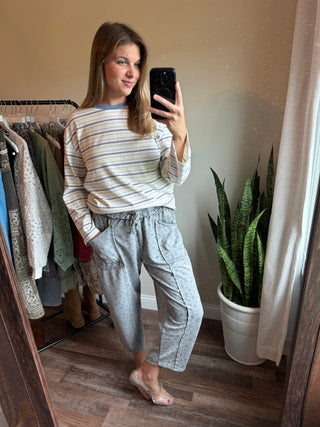 Lena Stripe Ringer Tee, Blue - The Red Thread Boutique