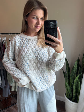 Hattie Quilted Sweatshirt, Cream