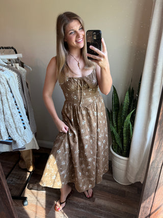 Hannah Eyelet Floral Dress, Brown
