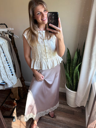 Julie Satin Lace Bottom Skirt,