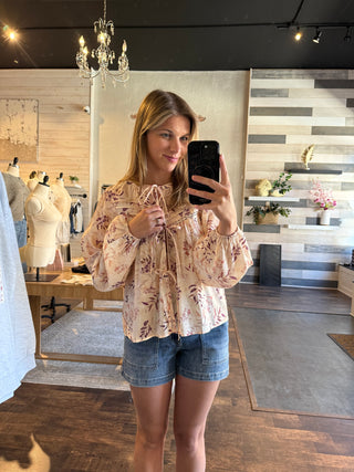 Arden Floral Tie Top - The Red Thread Boutique