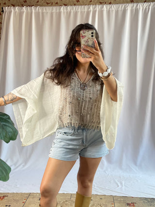 Sterling Studded Kimono Top, Natural