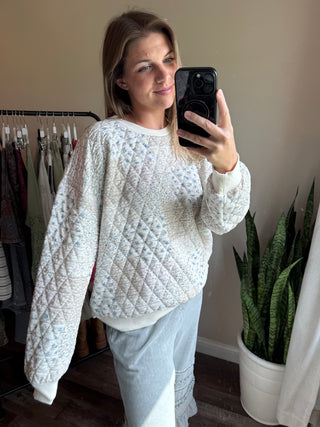 Hattie Quilted Sweatshirt, Cream