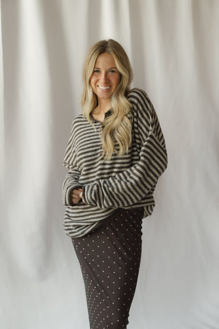 Paige Henley Stripe Sweater, Cocoa