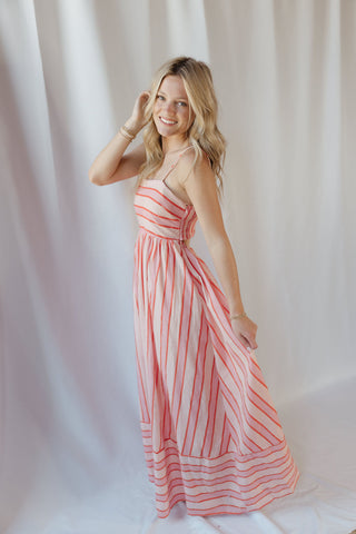 Kinzi Stripe Maxi Dress, Blush
