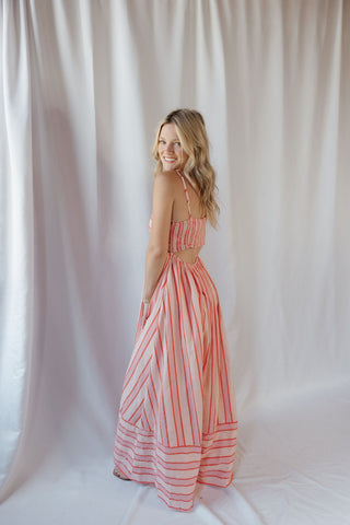 Kinzi Stripe Maxi Dress, Blush