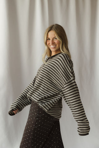 Paige Henley Stripe Sweater, Cocoa