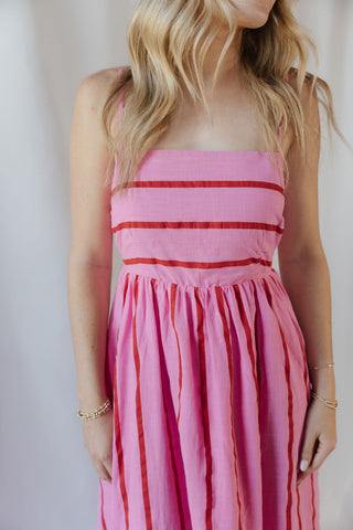 Kinzi Stripe Maxi Dress, Hot Pink