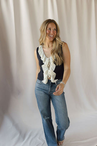 Rachel Navy Ruffle Tank