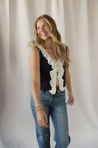 Rachel Navy Ruffle Tank