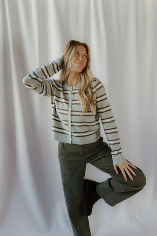 Z Supply Medina Stripe Cardigan, Aqua Cloud - The Red Thread Boutique