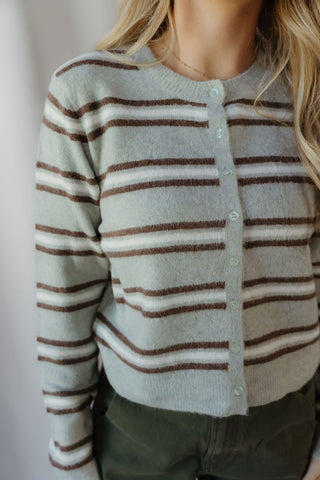 Z Supply Medina Stripe Cardigan, Aqua Cloud - The Red Thread Boutique