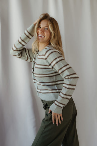 Z Supply Medina Stripe Cardigan, Aqua Cloud - The Red Thread Boutique