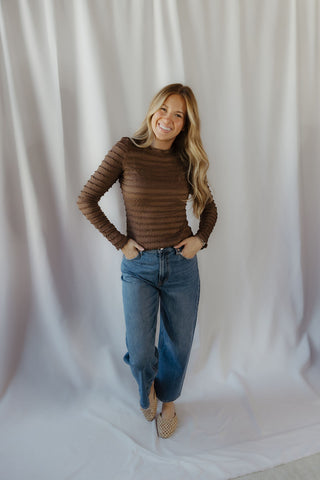 Smocked Layering Top, Brown - The Red Thread Boutique