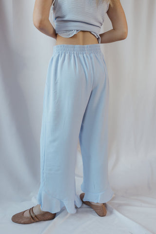 Lainey Ruffle Pants, Light Blue