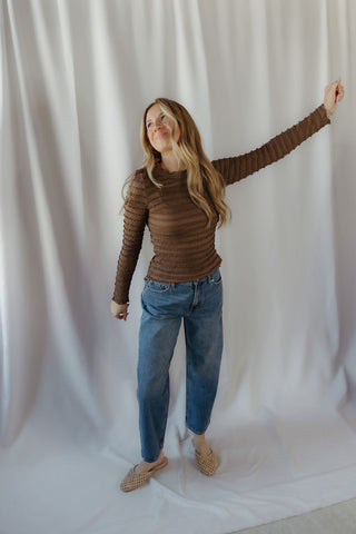 Smocked Layering Top, Brown - The Red Thread Boutique