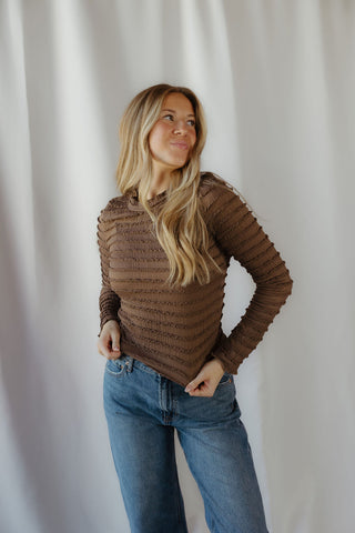 Smocked Layering Top, Brown - The Red Thread Boutique